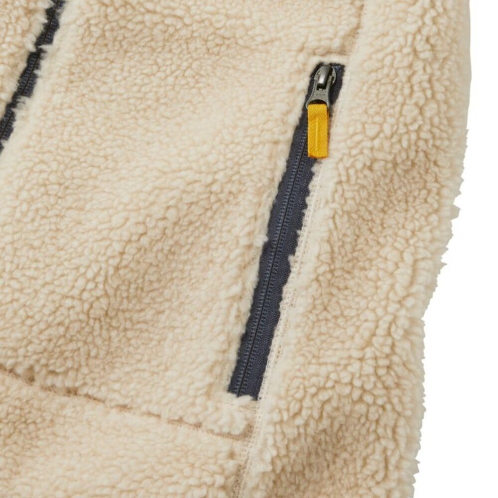 L.L. Bean Cream Sherpa Fleece Vest with Navy Trim and Yellow Accents - Picture 4 of 10
